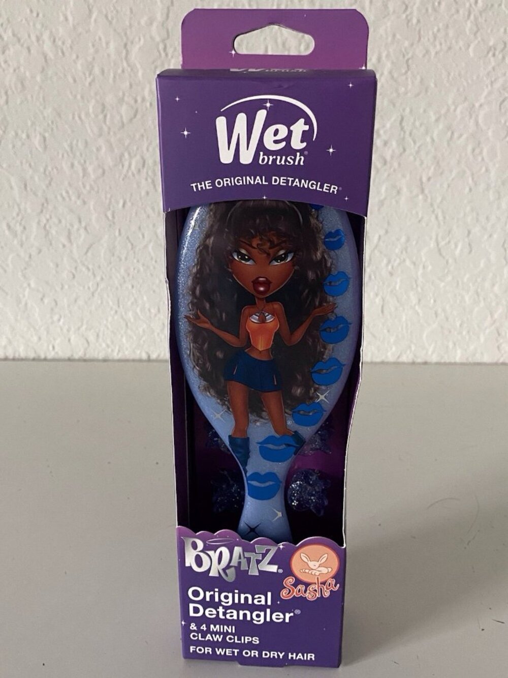 Wet Brush Bratz SASHA Original Detangler & 4 Mini Claw Clips Wet Or Dry NEW